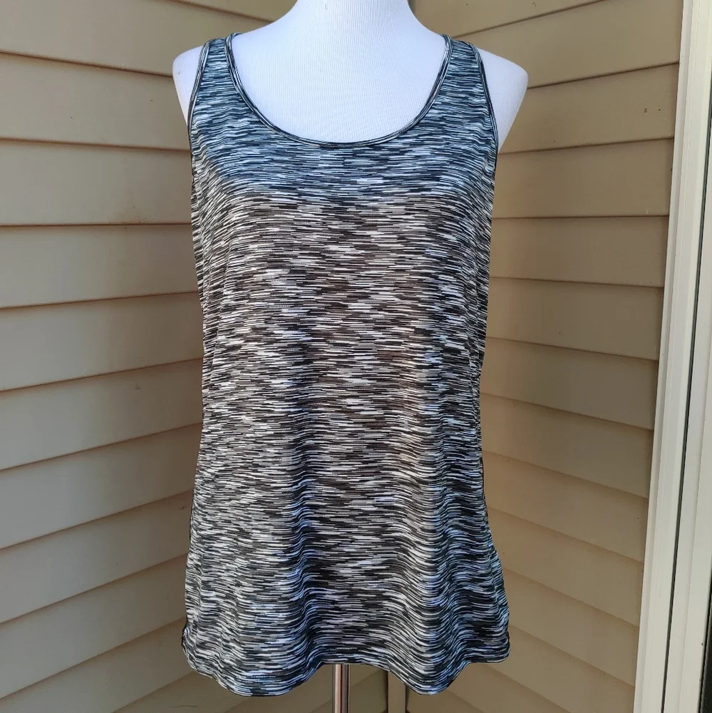 Beverly Hills Performance Tank Top Black Marled Gym Athletic Workout Racerback - Picture 2 of 12